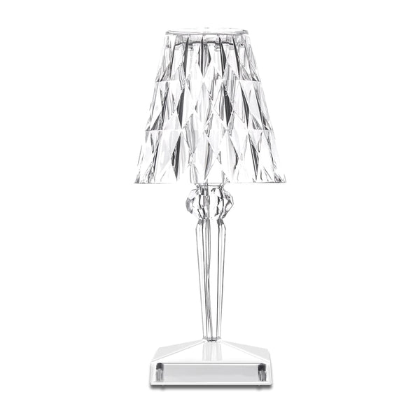 Diamond Crystal Table Lamp Shade 3-Way Dimmable Color Touch Control USB Rechargeable Cordless Acrylic Diamond Nightstand Light with Elegant Lamp Shade