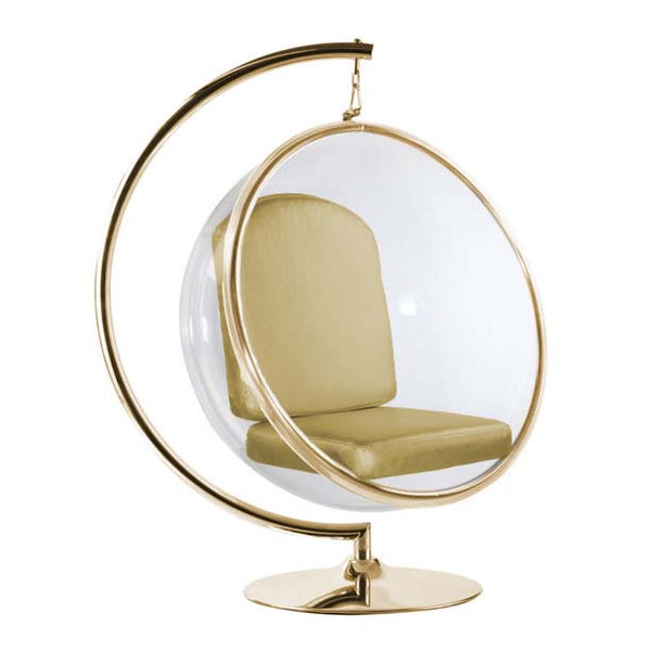 Designer Bubble Swing Chair with Gold Finished Stand