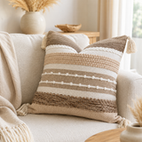 Boho Woven Pillow Cover – Decorative Lumbar Cushion for Bed, Sofa & Couch