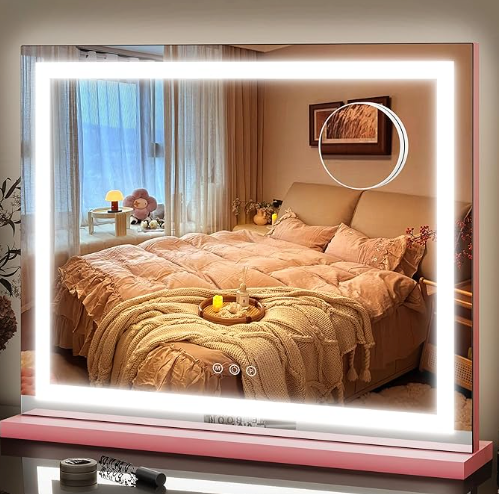 Hollywood Vanity Mirror – LED Makeup Mirror with Adjustable Brightness & 3 Color Lighting, Gold Frame