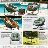 Outdoor Rocking Egg Chair – Rattan Egg Lounge Chair with Cushion