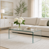 Minimalist Tempered Glass Coffee Table – Clear Center Table with Contemporary Style