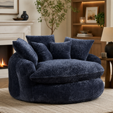 Modern Chenille Cloud Lounge Chair – Oversized Deep Seat Round Sofa with Double Armrests & No-Assembly Design