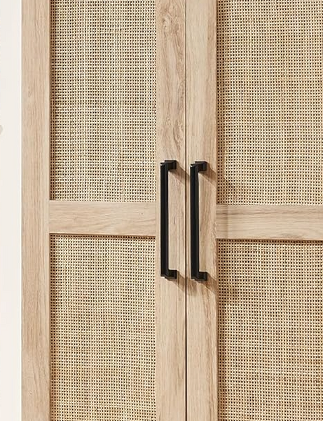 Natural Rattan Storage Cabinet with Adjustable Shelves – Kitchen Pantry & Multi‑Room Organizer
