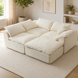 Modern Chenille Modular Cloud Sofa – Convertible Sectional Couch with Deep Seat & No-Assembly Design