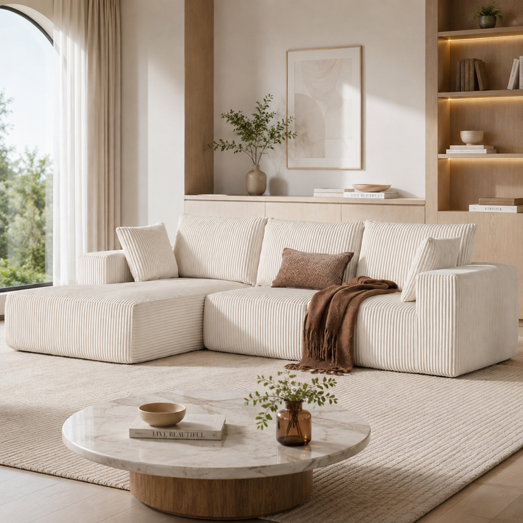 Modern Modular Boneless Sofa – Deep Seat Couch with Chaise & Flexible Lounge Design
