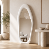 Full Length Irregular Flannel Wrapped Wooden Frame Floor Mirror