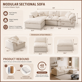 Modern Chenille Modular Cloud Sofa – Convertible Sectional Couch with Deep Seat & No-Assembly Design