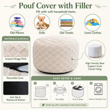 Modern Corduroy Pouf Ottoman – Plush Foot Stool with Foam Filling for Cozy Living Spaces