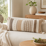 Boho Woven Pillow Cover – Decorative Lumbar Cushion for Bed, Sofa & Couch