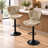 Modern Faux Leather Bar Stools – Adjustable Swivel Counter Chairs with Upholstered Seats & Supportive Backrests
