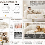 84" Cloud Sofa – Oversized Deep Seat Upholstered Couch, No-Assembly Compressed 3-Seater for Living Room & Bedroom