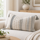 Boho Woven Pillow Cover – Decorative Lumbar Cushion for Bed, Sofa & Couch