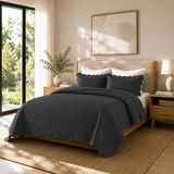 Modern Microfiber Quilt Set – Reversible Floral Bedspread with Lightweight All-Season Comfort