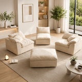 Modern Chenille Modular Cloud Sofa – Convertible Sectional Couch with Deep Seat & No-Assembly Design