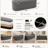 49" Oval Storage Ottoman Bench – Upholstered Fabric End-of-Bed Bench for Bedroom, Living Room & Entryway