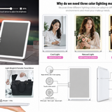 LED Lighted Travel Vanity Makeup Mirror | 3 Color Light, Small & Compact, Portable, Lighted, Rechargeable, Illuminated Mirror