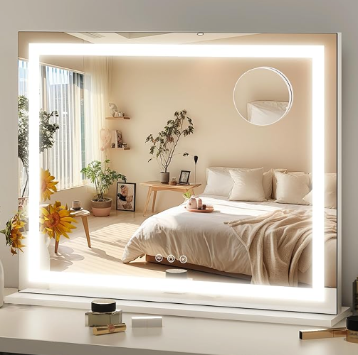 Hollywood Vanity Mirror – LED Makeup Mirror with Adjustable Brightness & 3 Color Lighting, Gold Frame