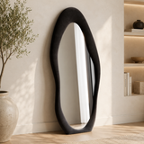 Full Length Irregular Flannel Wrapped Wooden Frame Floor Mirror
