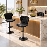 Modern Faux Leather Bar Stools – Adjustable Swivel Counter Chairs with Upholstered Seats & Supportive Backrests