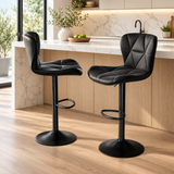 Modern Faux Leather Bar Stools – Adjustable Swivel Counter Chairs with Upholstered Seats & Supportive Backrests