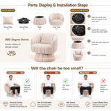 Mid-Century Modern Swivel Barrel Chair – 360° Rotating Velvet Accent Armchair, Wide Upholstered Cloud Lounge Chair for Living Room, Bedroom & Vanity