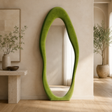 Full Length Irregular Flannel Wrapped Wooden Frame Floor Mirror
