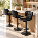 Modern Faux Leather Bar Stools – Adjustable Swivel Counter Chairs with Upholstered Seats & Supportive Backrests