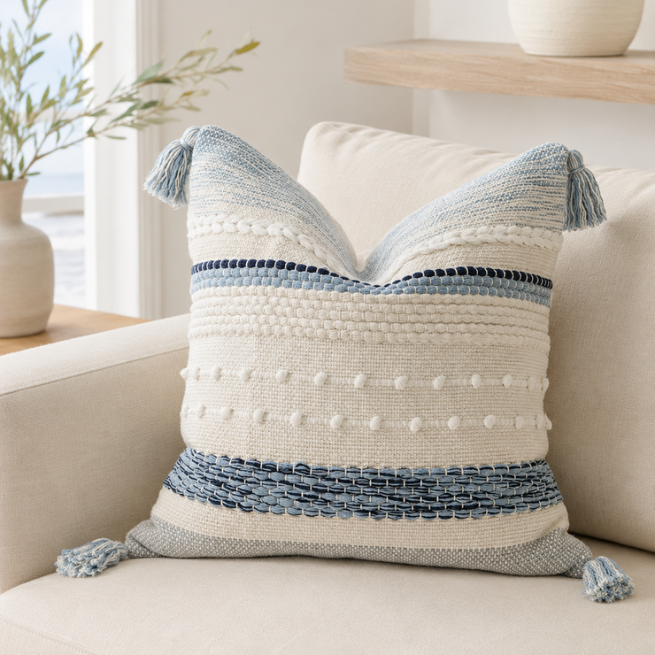 Boho Woven Pillow Cover – Decorative Lumbar Cushion for Bed, Sofa & Couch