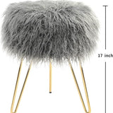 Faux Fur Vanity Stool Ottoman for Dressing Room, Bedroom, Living Room or Kids Room