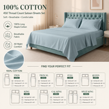 Luxury 100% Cotton Sheet Set– 450 Thread Count Sateen Bedding with Extra Soft Hotel-Quality Comfort