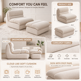 Bean Bag Lounge Chair with Ottoman – Ultra Soft Corduroy Reading Chair for Cozy Living Spaces