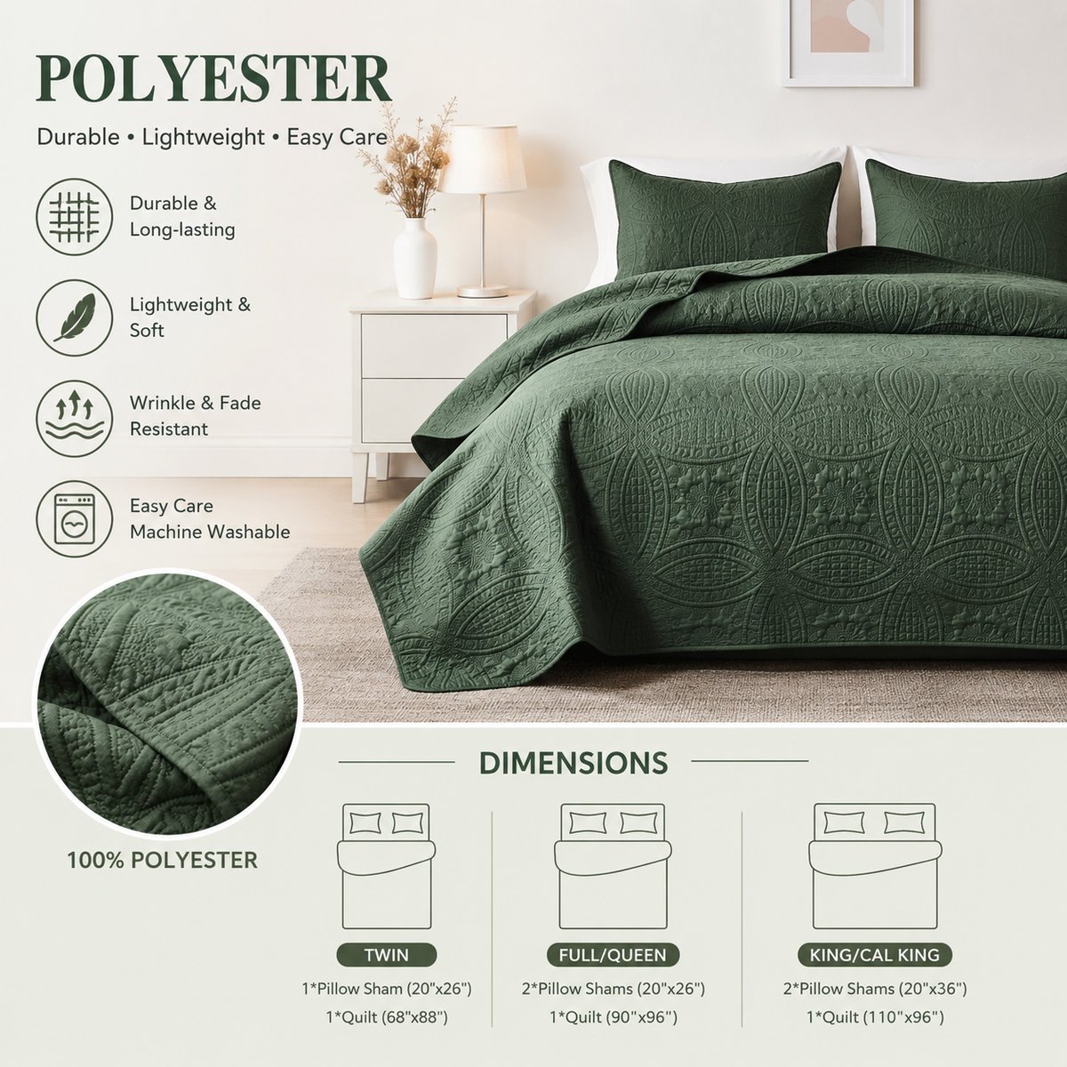 Alingle Bedding Bedspread-Polyester – Lightweight Coin Pattern Coverlet for Al ...