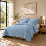 Modern Microfiber Quilt Set – Reversible Floral Bedspread with Lightweight All-Season Comfort