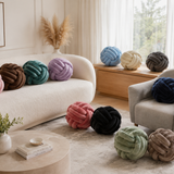 Soft Knot Ball Pillow – Handmade Plush Throw Cushion for Modern Home Decor