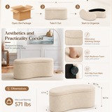 Curved Sherpa Ottoman Bench – Modern Crescent Storage Bench for Bedroom & Entryway