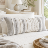 Boho Woven Pillow Cover – Decorative Lumbar Cushion for Bed, Sofa & Couch