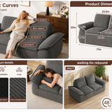 71" Cloud Couch in a Box, Memory Foam Loveseat Sofa, Deep Seat Corduroy 2-Seater Sofa, No Assembly for Living Room Bedroom Apartment