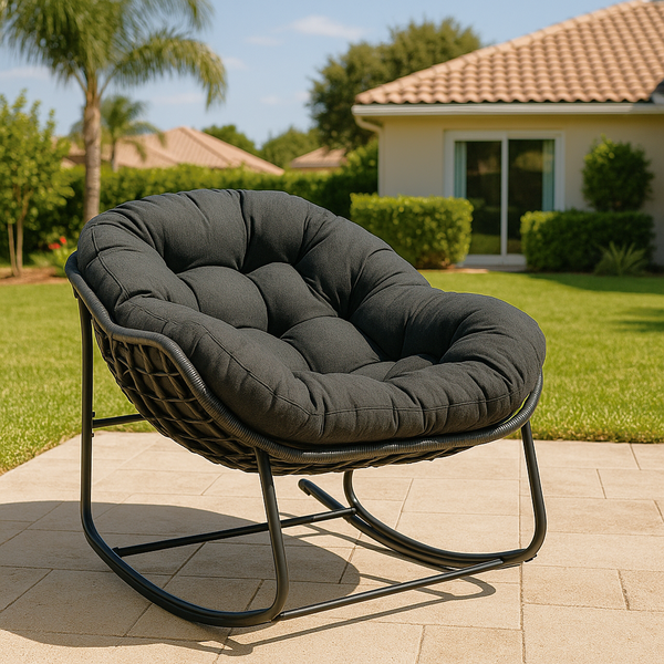 Modern Cozy Indoor Outdoor Rocking Egg Chair with Padded Cushion