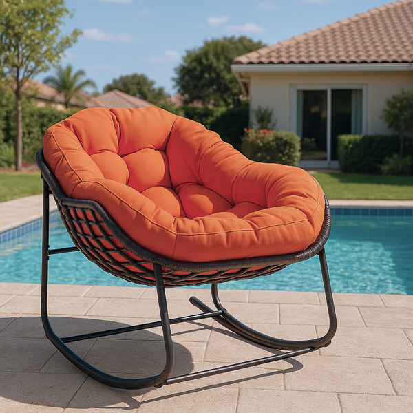 Modern Cozy Indoor Outdoor Rocking Egg Chair with Padded Cushion