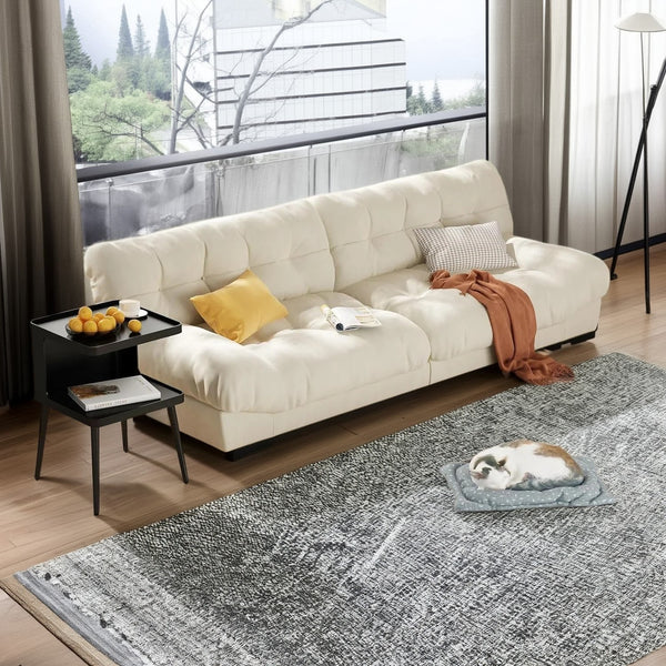 Close-up view of the table top, emphasizing the rust-proof baked finish and safety features like rounded corners.