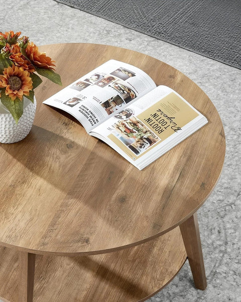 Diagram showing the simple structure and process for easy 20-minute assembly of the round coffee table.