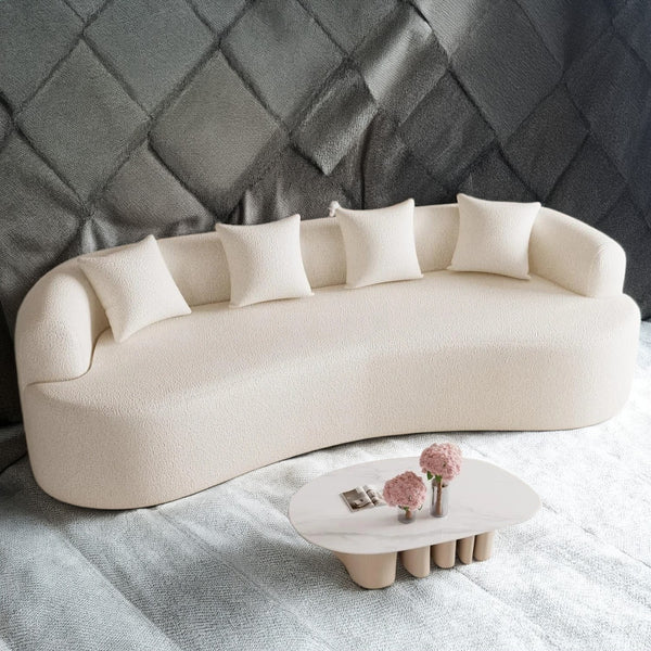 View highlighting the extra-deep 25.2" seats and the four included throw pillows for maximum lounging.