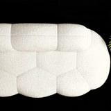 Modern armless cloud couch in white, 63 inches wide. Perfect for small spaces and home offices.