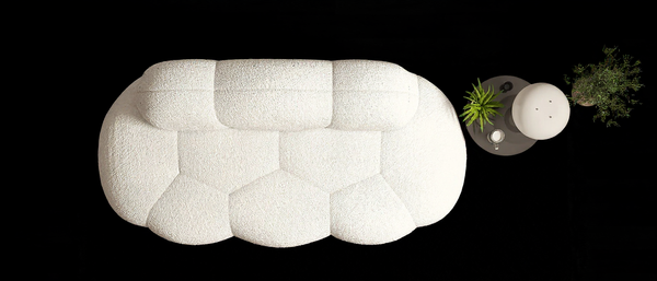 Modern armless cloud couch in white, 63 inches wide. Perfect for small spaces and home offices.