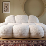 Luxurious Faux Shearling (Sherpa) Cloud-Shaped Couch. Deep seating and medium-soft foam fill.