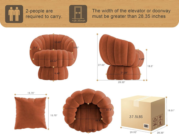 Round Cloud Armchair styled as a luxurious vanity chair or cozy bedroom seat.