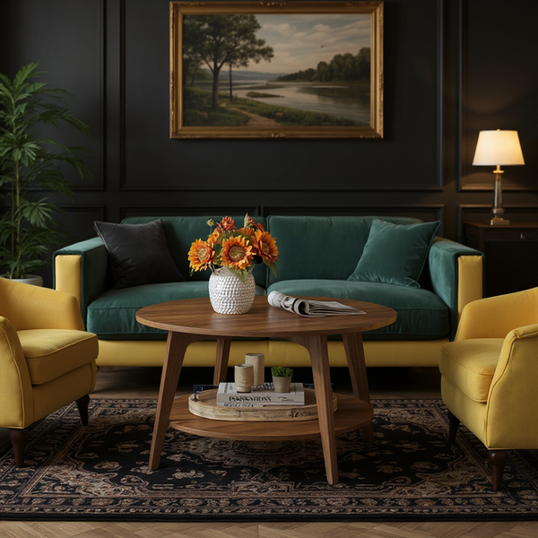Detail of the table's design, highlighting the tapered legs and smooth curved transitions (Mid-Century Modern flair).