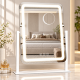 Hollywood Vanity Mirror with LED Lights – 18" x 13" Makeup Mirror with 3 Color Modes, Smart Touch Control & 360° Rotation