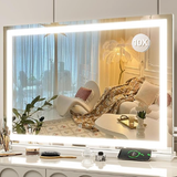 Hollywood Vanity Mirror – LED Makeup Mirror with Adjustable Brightness & 3 Color Lighting, Gold Frame